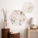 Hexagon Dibond Boho-illustration med blomster og frugter - UN Designs