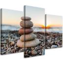 3-delt lærredstryk Stone Sea Beach Zen