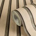 papel pintado 3D beige con fondo metálico dorado - Aspecto de panel de madera acústico escandinavo 