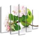 5 stykke lærredsprint, æbler frugtblomst