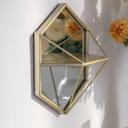 Wandregal Wandspiegel Geometrischer Diamant - Goldoptik - 30x35x13 cm