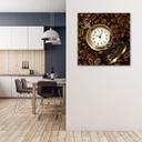 Canvasbillede, kaffebønner og ur