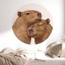 Nuttet capybara-par Wallsticker - Rund