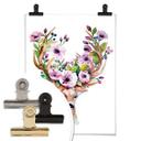 Póster Kvilis - Ciervos y flores rosas