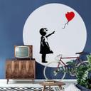 Fototapet Banksy - Girl with the red balloon - vliesetapet/selvklæbende non-woven tapet