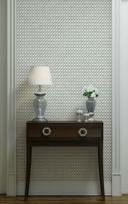 Non-woven tapet i trælook og vævet look hvid, grå trælook
