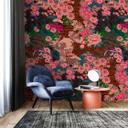Tapet med blomstermønster - lyserøde blomster på blomstertapet - non-woven