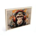 Cuadro de madera mono DJ con auriculares - Magnusson