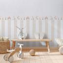 Cenefa de circo beige claro colorido - cenefa de pared con animales de circo y carpa 