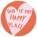 Fototapet med ordsprog - This is my happy place with heart - Fritsch - Round - vliesetapet/selvklæbe