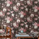 Papel pintado floral negro rojo oscuro papel pintado vintage flores papel pintado no tejido floral