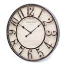 Vintage vægur i metal-træ-look med store tal Ø50cm