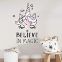 Sticker mural Kvilis - Tête de licorne Believe in magic