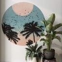 Sticker mural Kubistika - Coucher du soleil - Rond