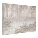 Canvas schilderij bos bij het meer in beige mist - Ms Tiff
