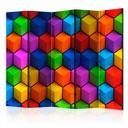 Screen room divider - Farverige geometriske kasser, 3-delt