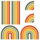 Wallsticker retro stribe form sæt (6 dele) | regnbuefarver
