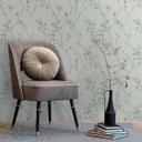 Papel pintado zarcillo floral gris plata - Papel pintado no tejido con motivo de hojas 