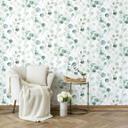 Selvklæbende tapet i grønt blomsterlook, selvklæbende folie med bladmotiv
