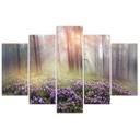 5 stykke lærredstryk Misty Forest Flowers