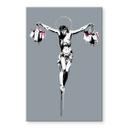 Tableau en verre acrylique Banksy - Jésus Christ avec des sacs à provisions
