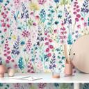 Papier peint fleurs aquarelle multicolore - papier peint à motifs pastel - papier peint intissé