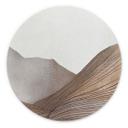 Billede Minimalistisk bjergskitse - Alma - rund – print på aluminium (Alu-Dibond)