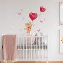 Wallsticker Teddybjørn med balloner som er selvoplysende i mørke - vægprint