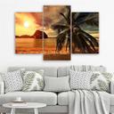 3 stykke lærredsprint, Sunset Sea Palm Trees