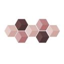 3D Hexagon Alu-Dibond sæt - Rød (sæt med 7)