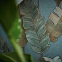 Papel pintado no tejido azul petróleo jungla papel pintado salón hojas de palmera