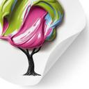 Vinilo decorativo árbol con colorida corona 3D - Mielu - Redondo