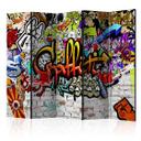 Rumdeler med skærm - Farverig graffiti, 5-delt - 225x172 cm