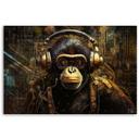 Canvasbillede, Chimpanse med hovedtelefoner