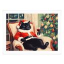 Póster humorístico Gato de Navidad con vino - Melloi Art Prints