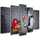 5 stykke lærredstryk, Banksy Mario Graffiti