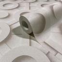 Papel pintado no tejido gráfico 3D aspecto moderno, círculos mate en blanco grisáceo