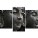 3 stykke lærredsprint, Buddha Zen Spa sort og hvid