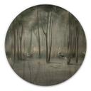 Houten Wanddecoratie wolkenbos aan het meer met reiger in het groen - Ms Tiff - Rond
