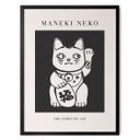 Póster en blanco y negro Maneki Neko - El gato de la suerte - KsanaKalpa