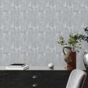 Moderno papel pintado no tejido con motivo de hojas en gris pizarra - elegante decoración de pared