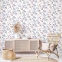 Tapet, non-woven blomstertapet Flora hvid, lilla