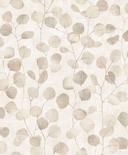 Papel pintado no tejido en gris hojas aspecto naturaleza floral 