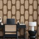 Papel pintado no tejido de color marrón beige aspecto madera textura madera geométrica 