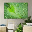 Foto en lienzo - Corazón de gotas de agua sobre una hoja verde