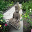 Meditierender Buddha aus Kunststein, betongrau | 41x30x45 cm