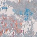 Papel pintado tejido-no tejido floral con árboles beige gris - papel pintado con aspecto de acuarela rojo azul