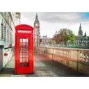 fototapet Designwalls non-woven tapet Phone Booth London i rød og brun 
