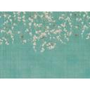 Kirsebærblomst turkis - nonwoven tapet med blomstermønster og fugle