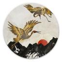 Tableau sur alu-Dibond rond SpaceFrog Designs - Grues dorées